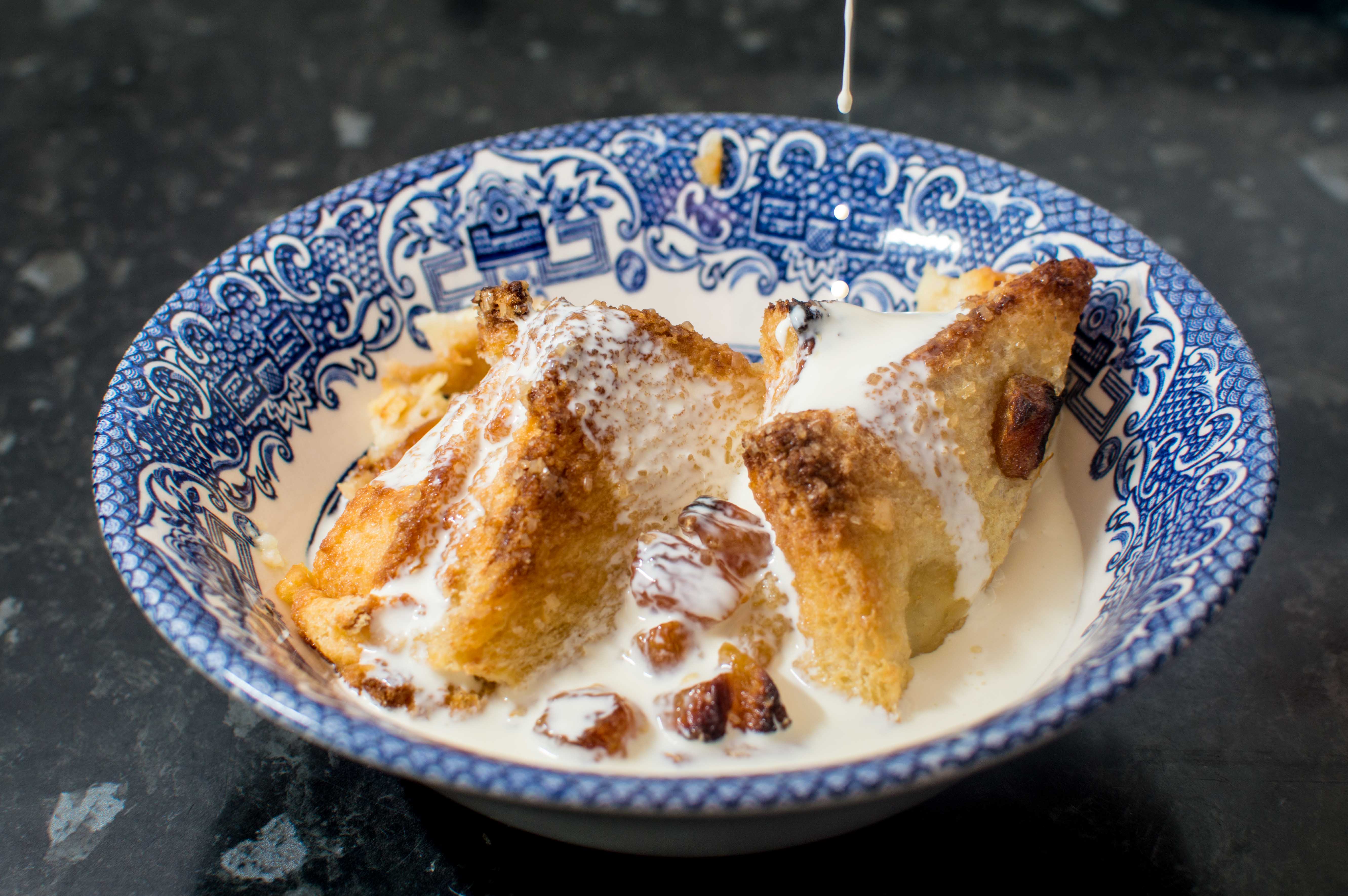 Apricot bread and butter pudding